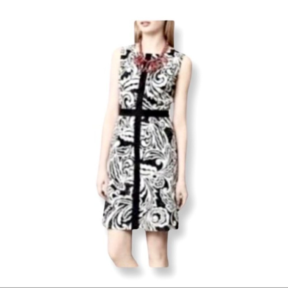 ✅ Anthropologie Tabitha Cotton Eyelet Paisley Dress BLK/WHITE SIZE 6‎